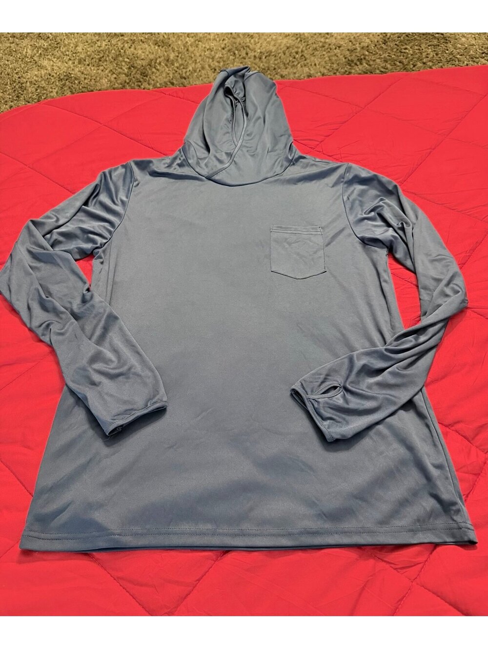 Gradual Hooded Performance Long Sleeve Shirt Blue Size Medium UPF Fishing Hiking